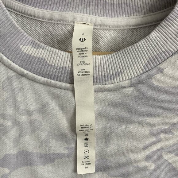 Lululemon Sweatshirt Women 2 Perfectly Oversized Crew Camo Alpine White Sweater - Picture 5 of 8